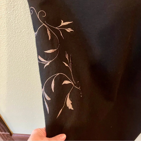 Harve Benard Embroidered Black Wool Shift Dress sz 10 Academia Preppy Vintage - Picture 5 of 13